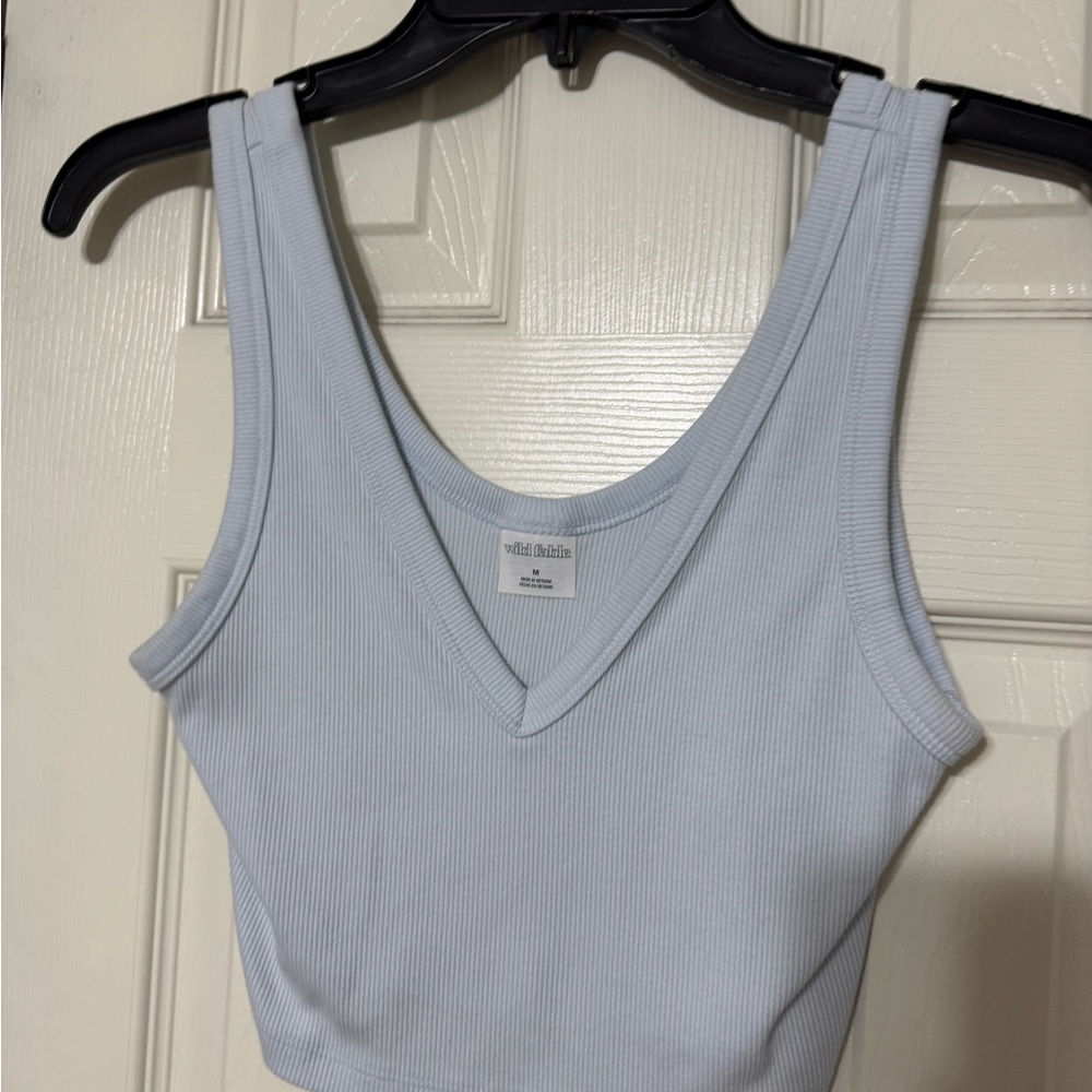 Wild Fable Sky Blue Ribbed Tank Top